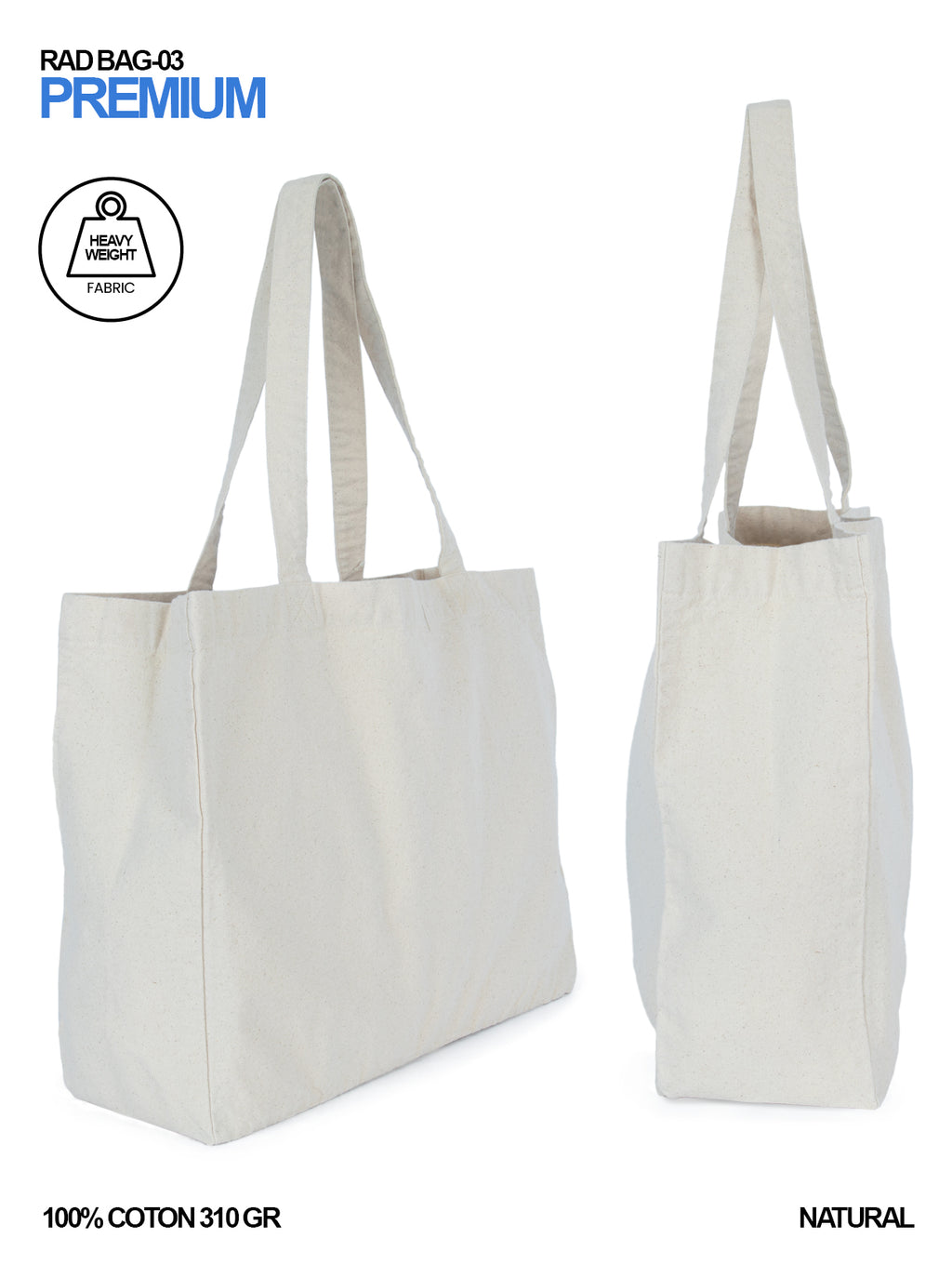 RAD BAG-03 / Tote - Large Shopping Bag - Premium Format 310 gr Cotton 🎨