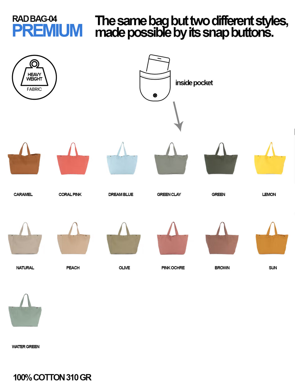 RAD BAG-04 / Tote - Large Shopping Bag - Premium Format 310 gr Cotton 🎨