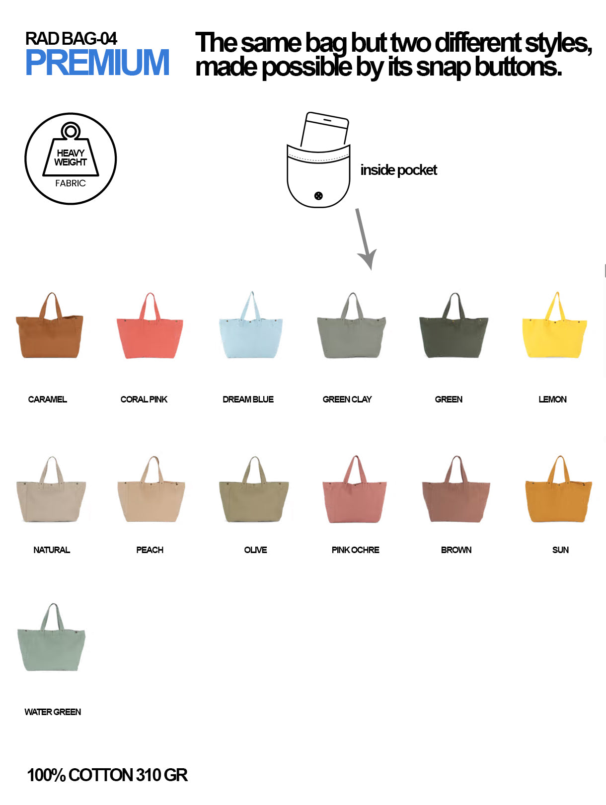 RAD BAG-04 / Tote - Shopping Bag Grande - Formato Premium 310 gr Cotone 🎨