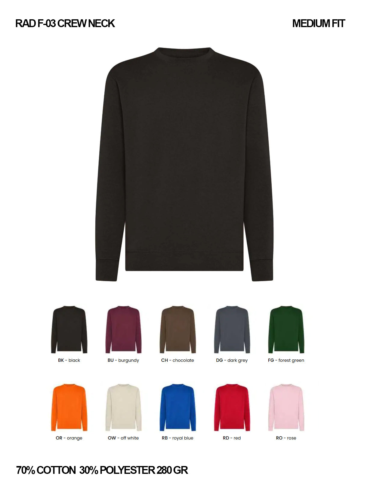 RAD F-03 / Felpa Girocollo 280 gr  / Unisex 🎨