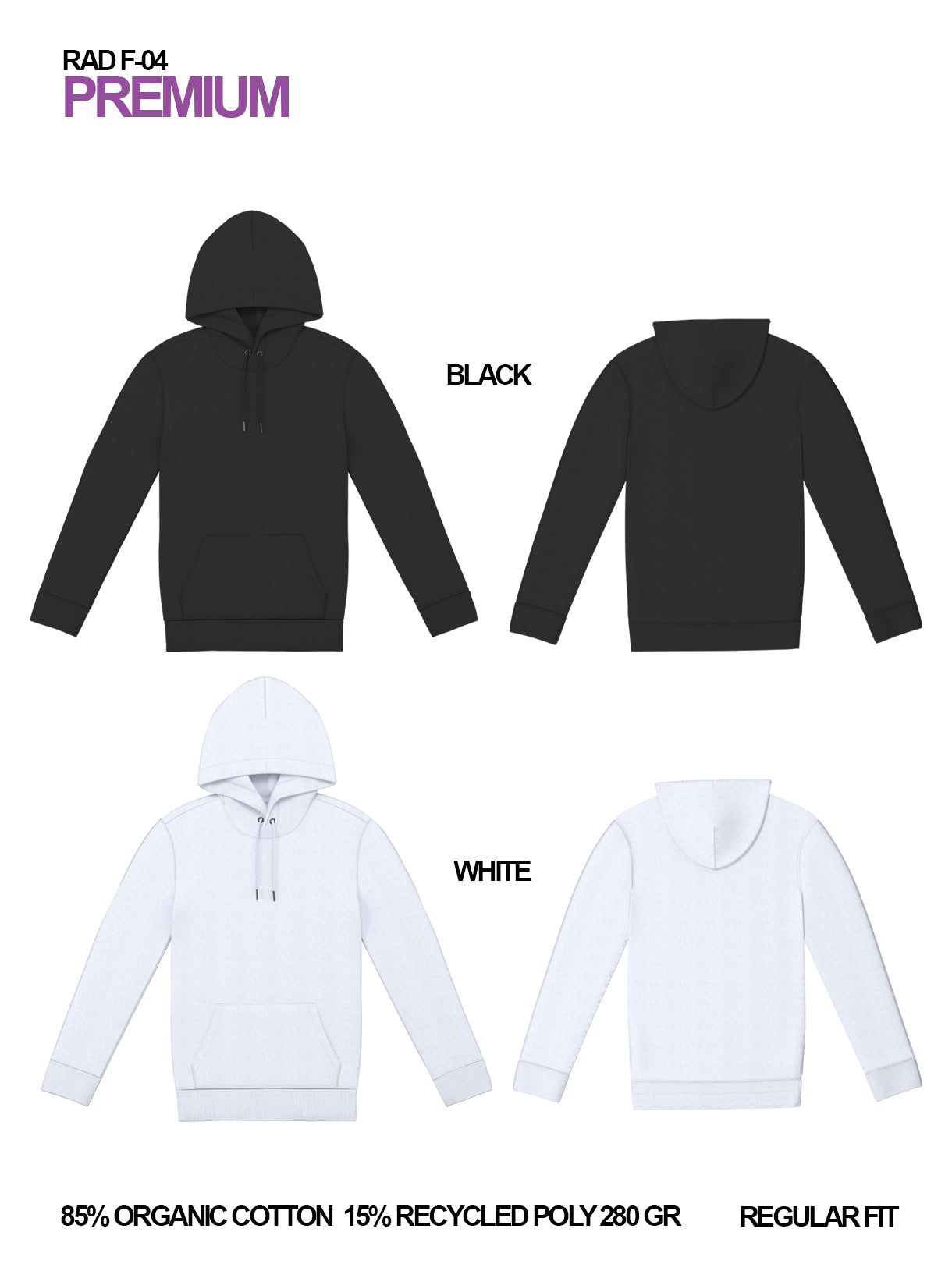 RAD F-04 / Felpa Premium 280 gr Organic Cotton / Unisex 🎨