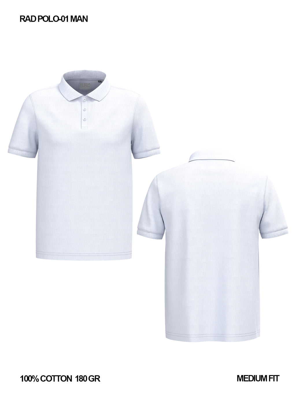RAD POLO-01 / Polo Piqué 100% Cotone / Uomo 🎨