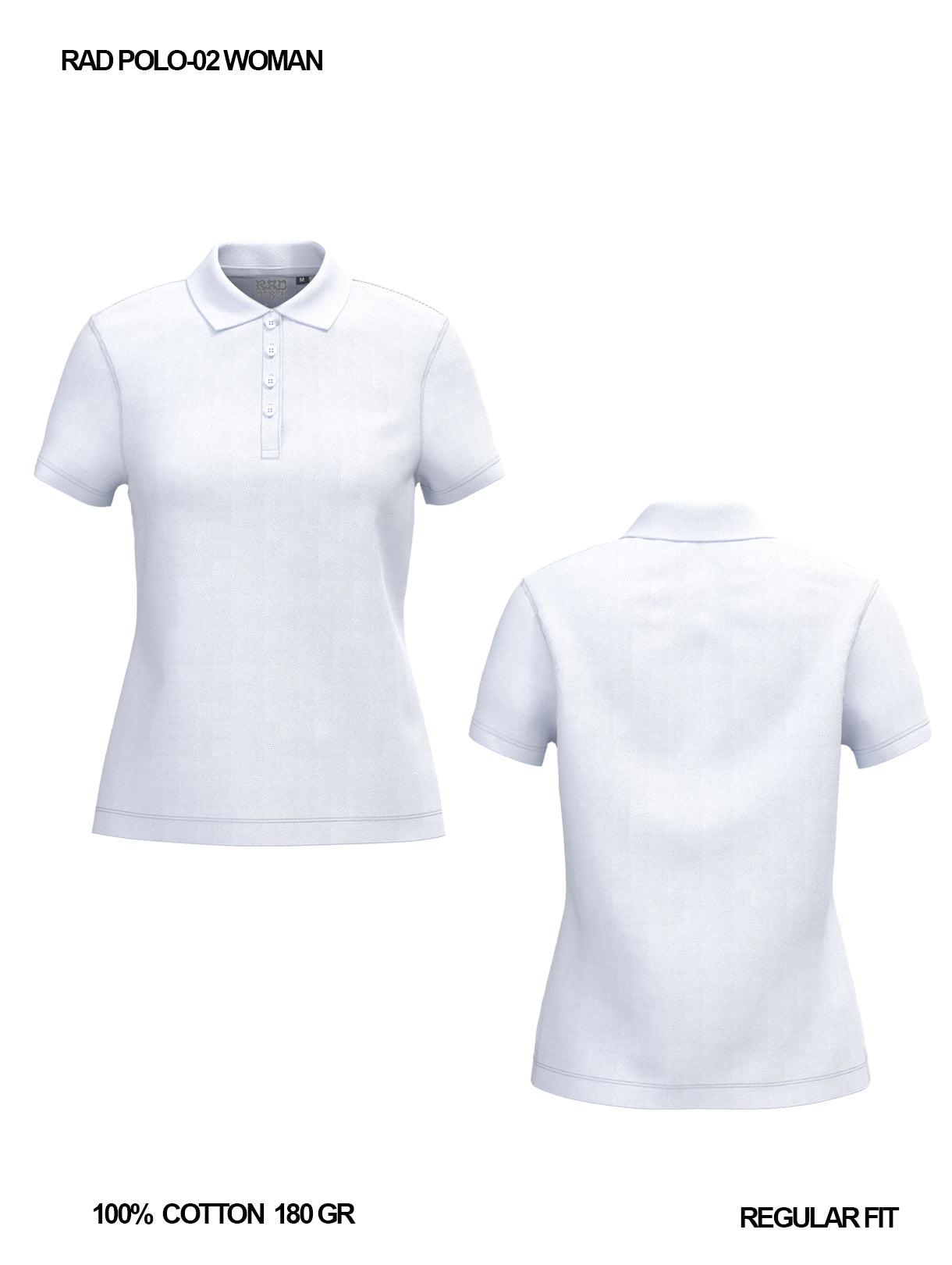 RAD POLO-02 / Polo Piqué 100% Cotone / Donna 🎨