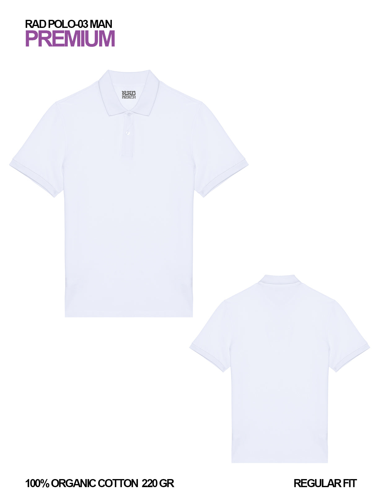 RAD POLO-03 / Polo Piquè 100% Organic Cotton / Uomo 🎨