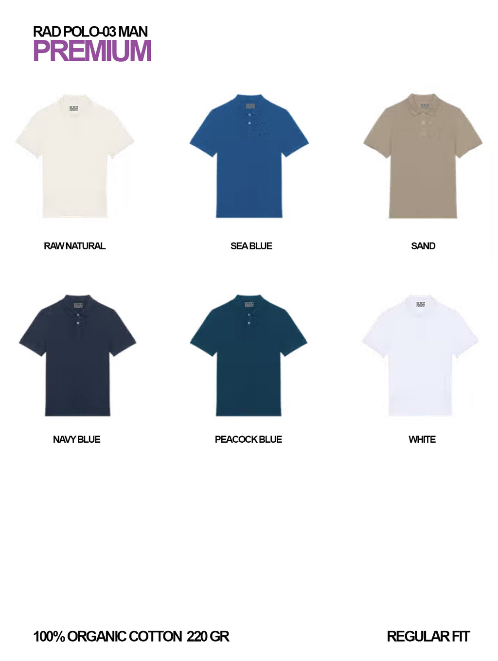 RAD POLO-03 / Polo Piquè 100% Organic Cotton / Uomo 🎨