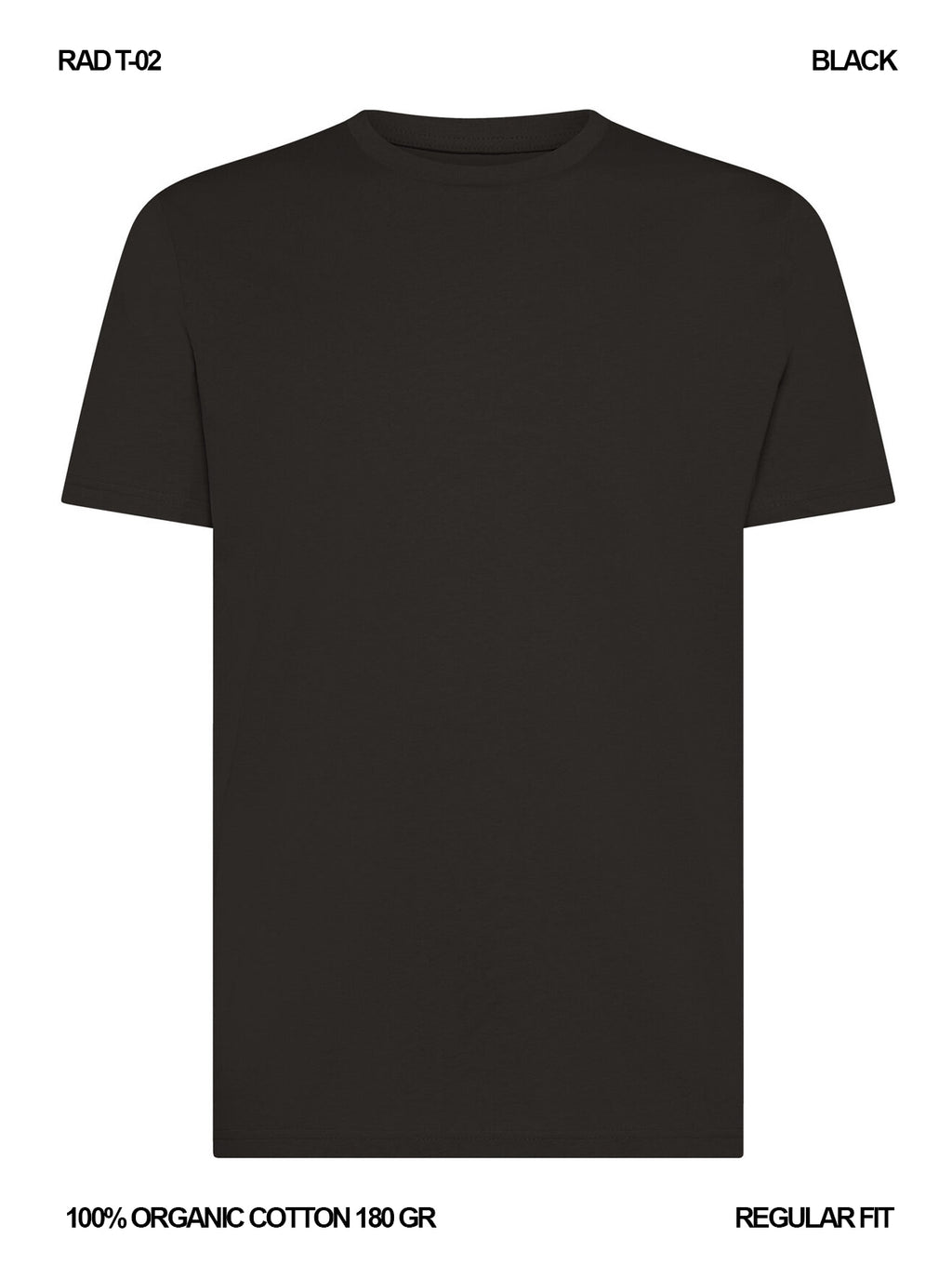 RAD T02 180gr black rad quality merch merchandise organic cotton