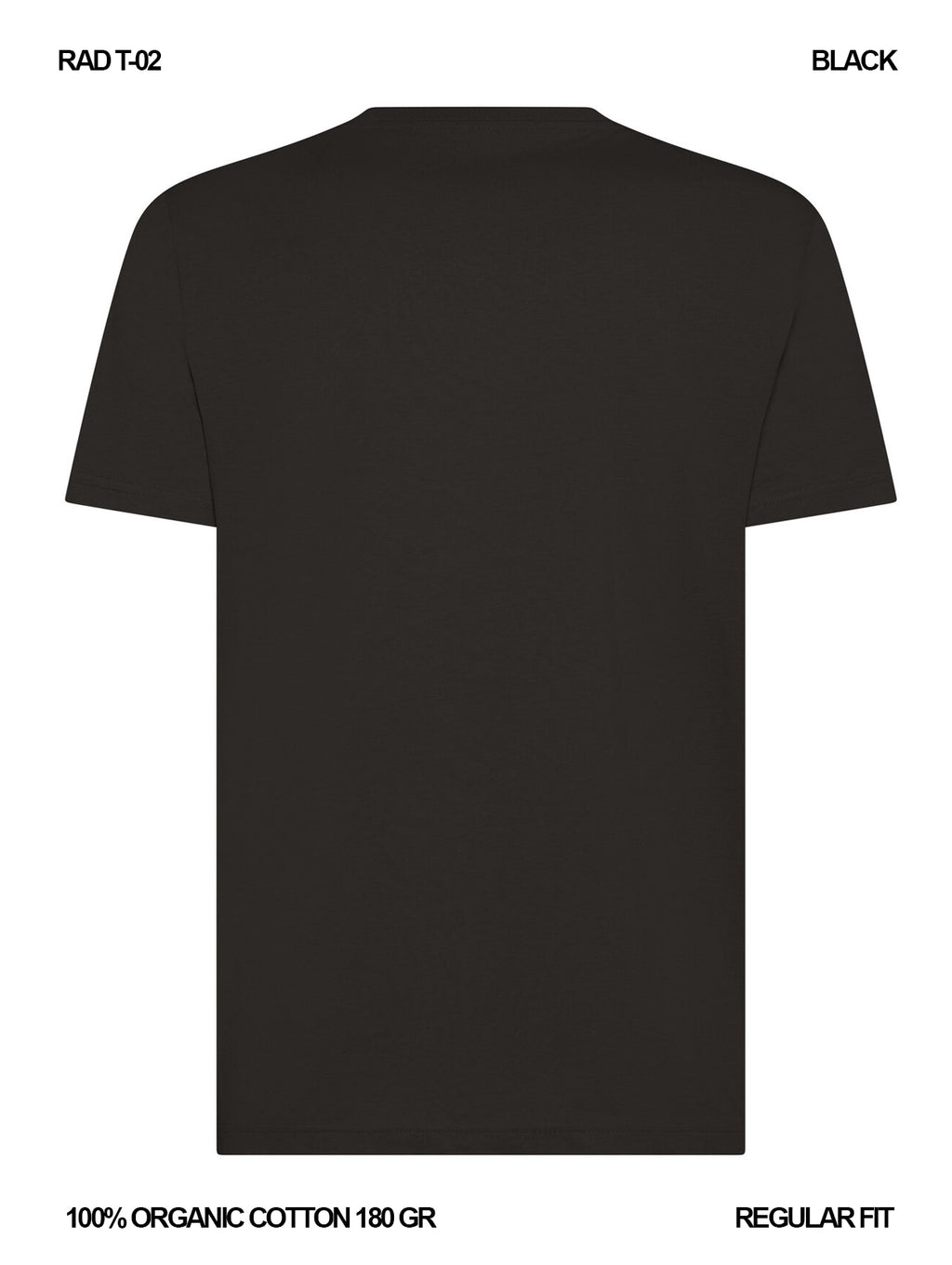RAD T02 180gr black rad quality merch merchandise organic cotton