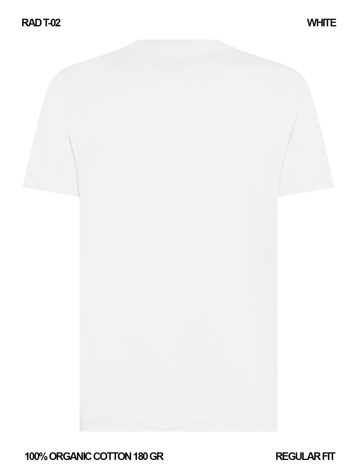 RAD T02 180gr black rad quality merch merchandise organic cotton