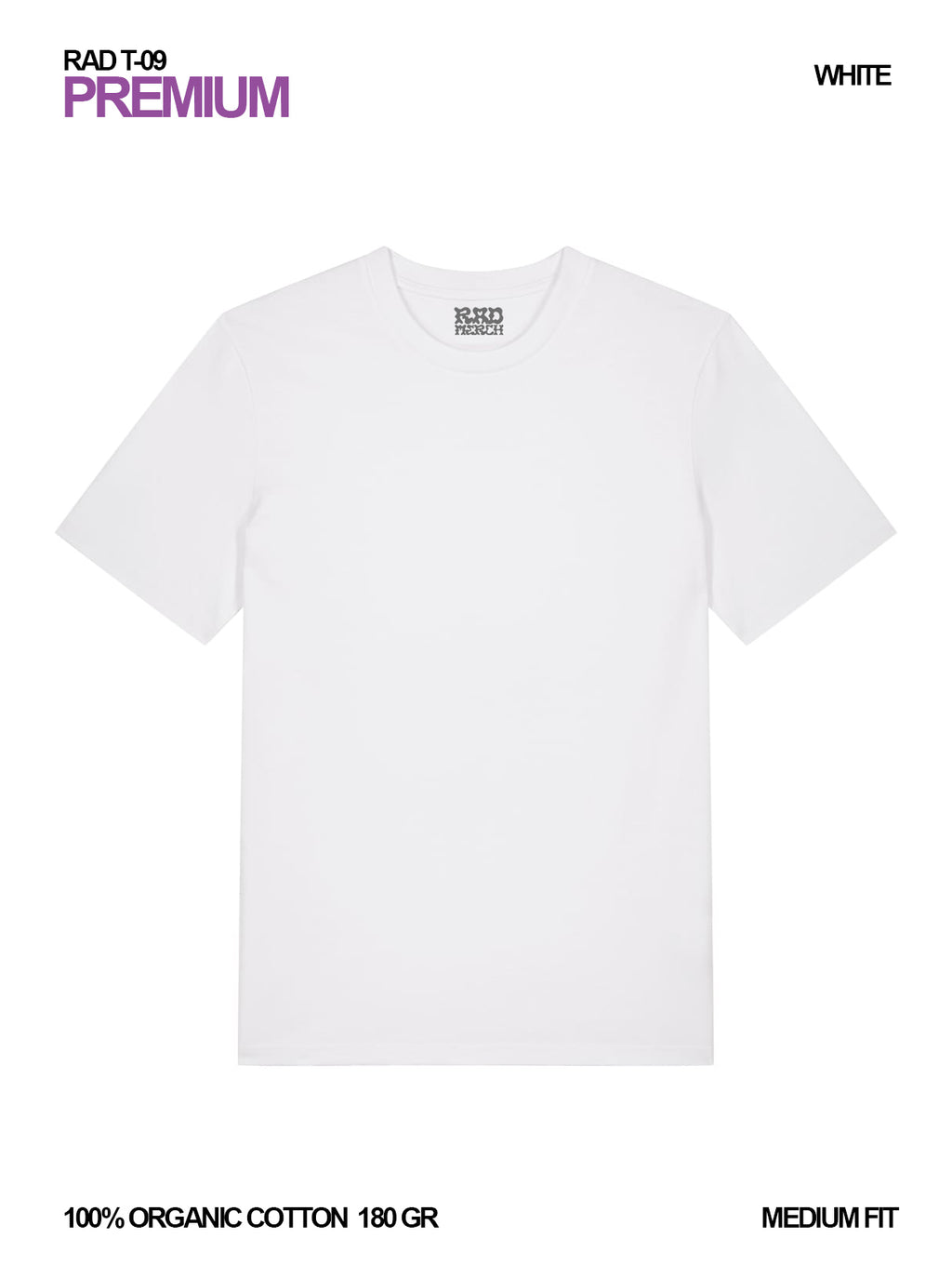 RAD T-09 / Premium Regular T-shirt 180 gr Organic Cotton / Unisex 🎨