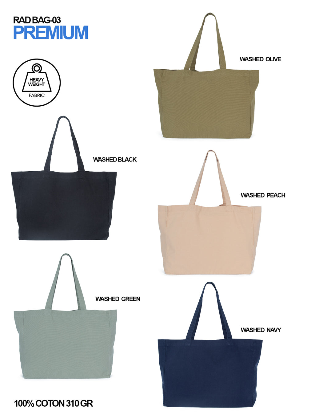 RAD BAG-03 / Tote - Large Shopping Bag - Premium Format 310 gr Cotton 🎨