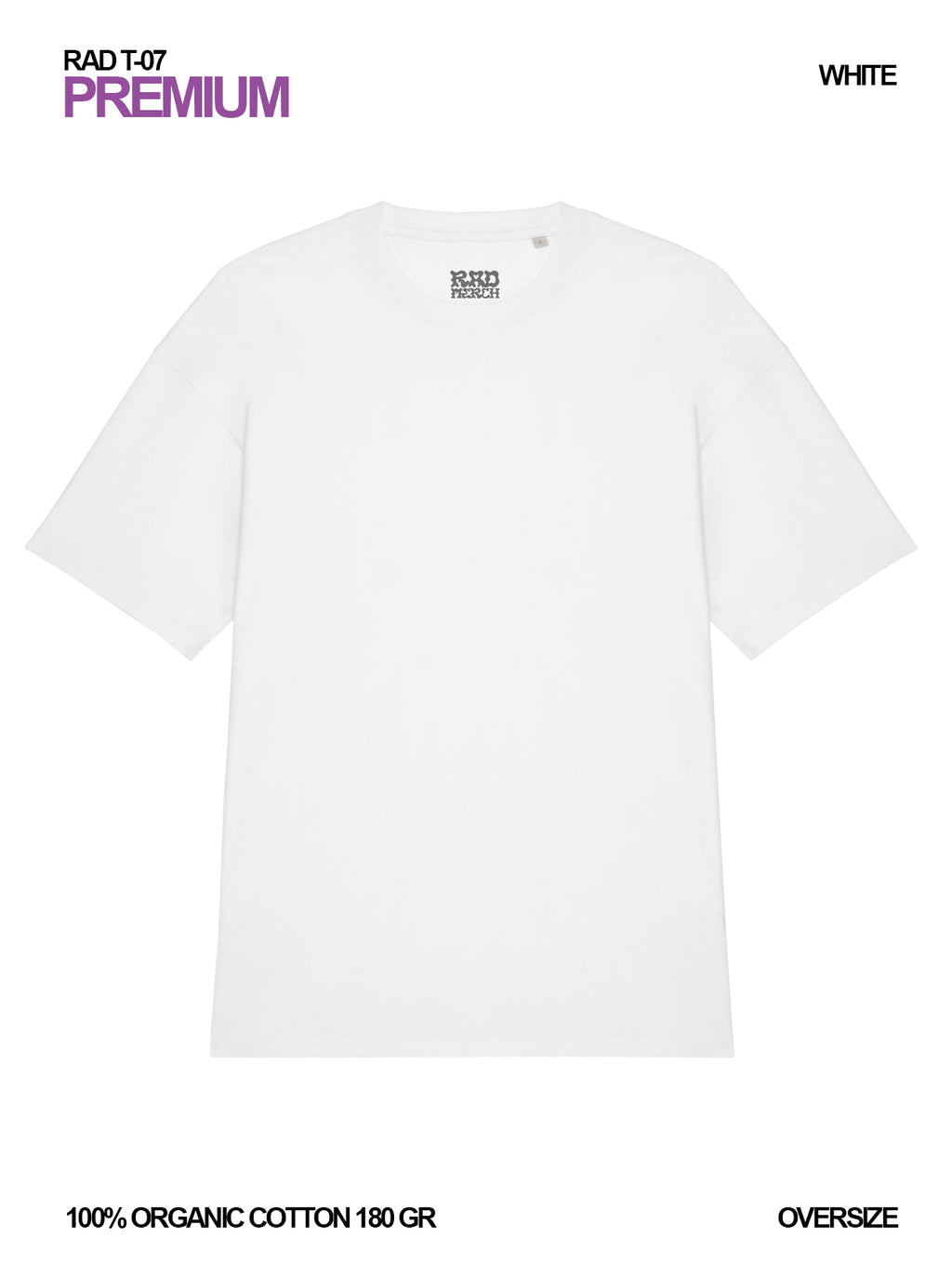 RAD T-07 / Premium Oversize T-shirt 180 gr Organic Cotton / Unisex 🎨