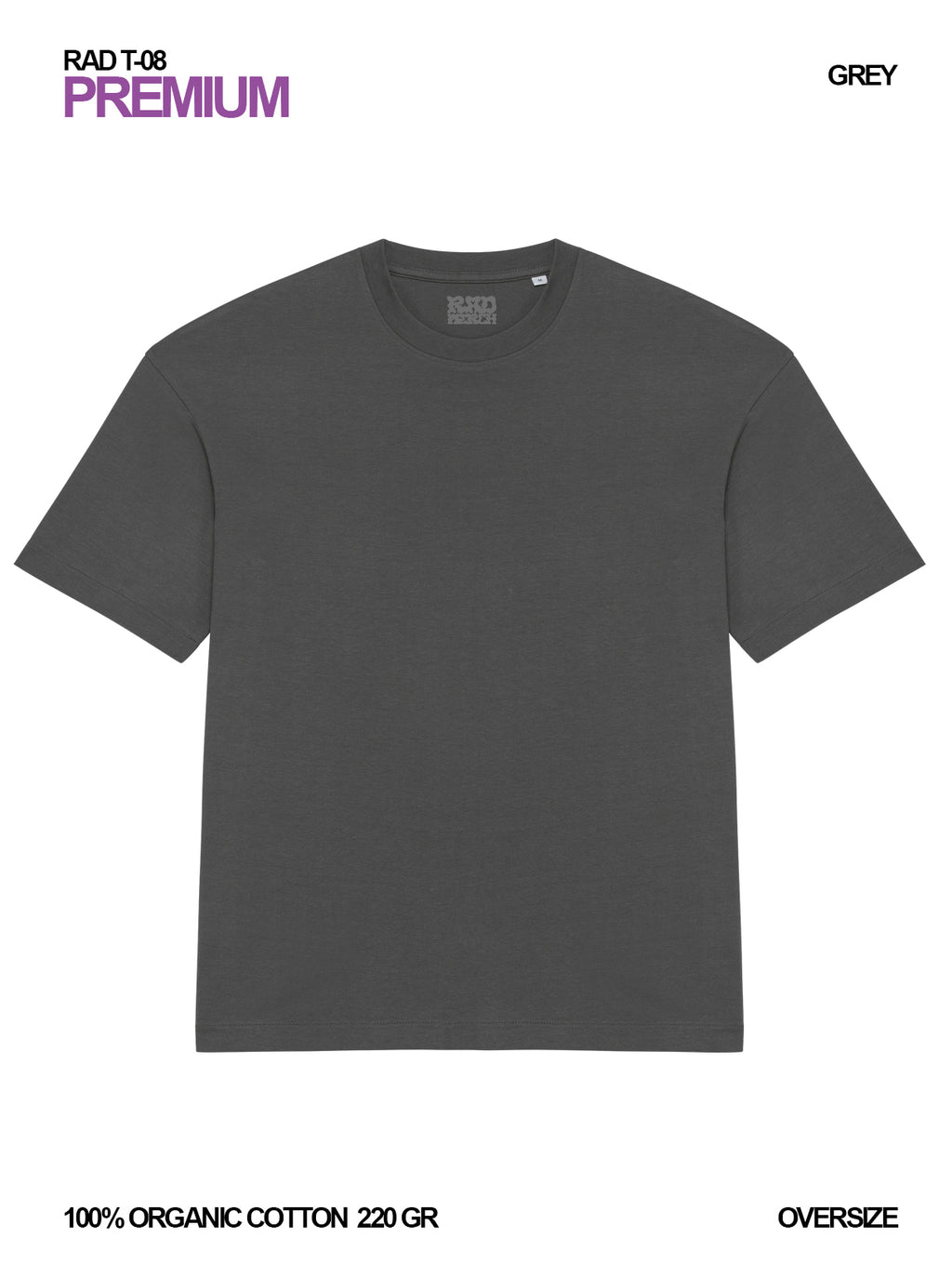 RAD T-08 / Premium Oversize T-shirt 220 gr Organic Cotton / Unisex 🎨