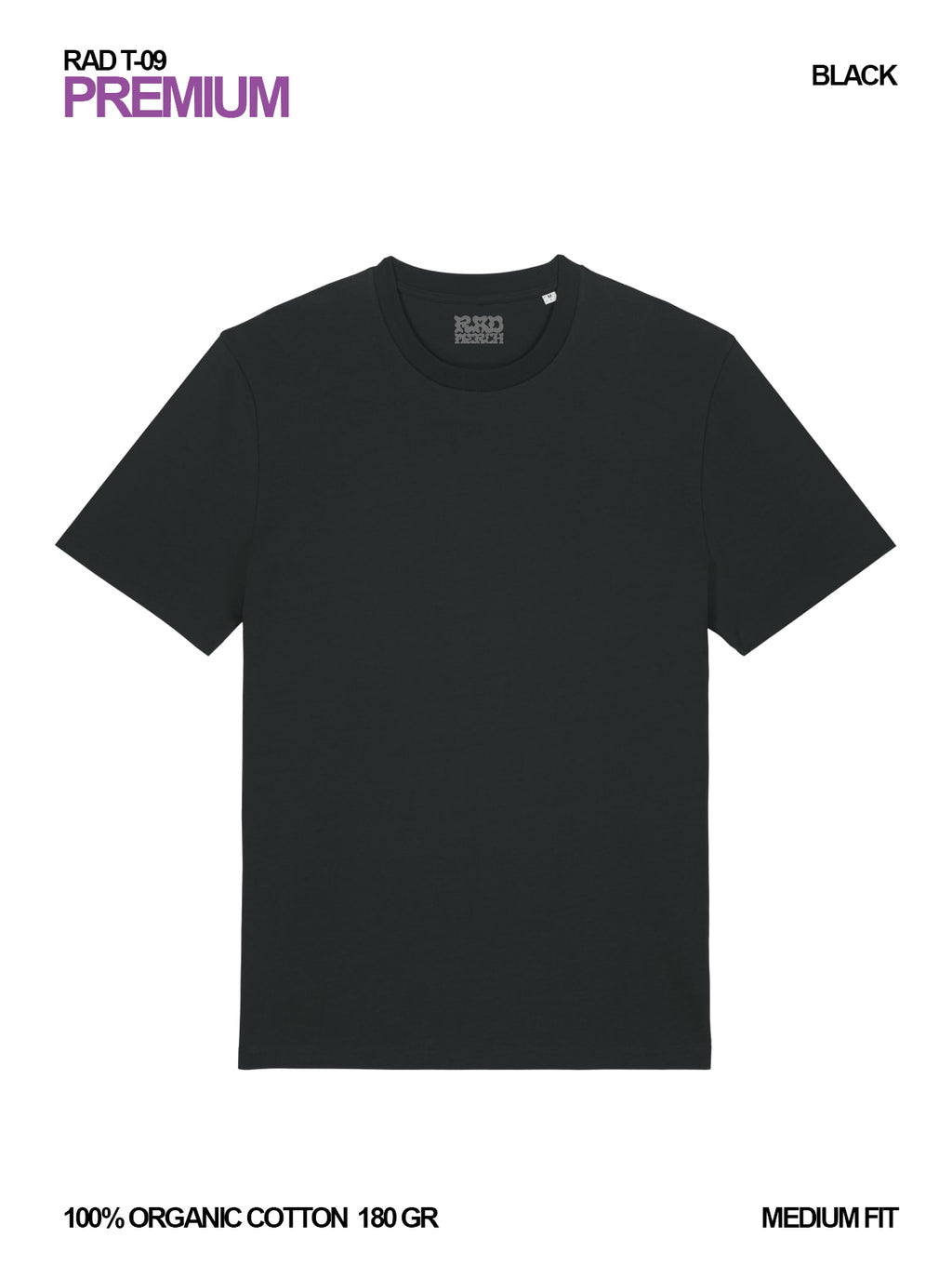 RAD T-09 / Premium Regular T-shirt 180 gr Organic Cotton / Unisex 🎨