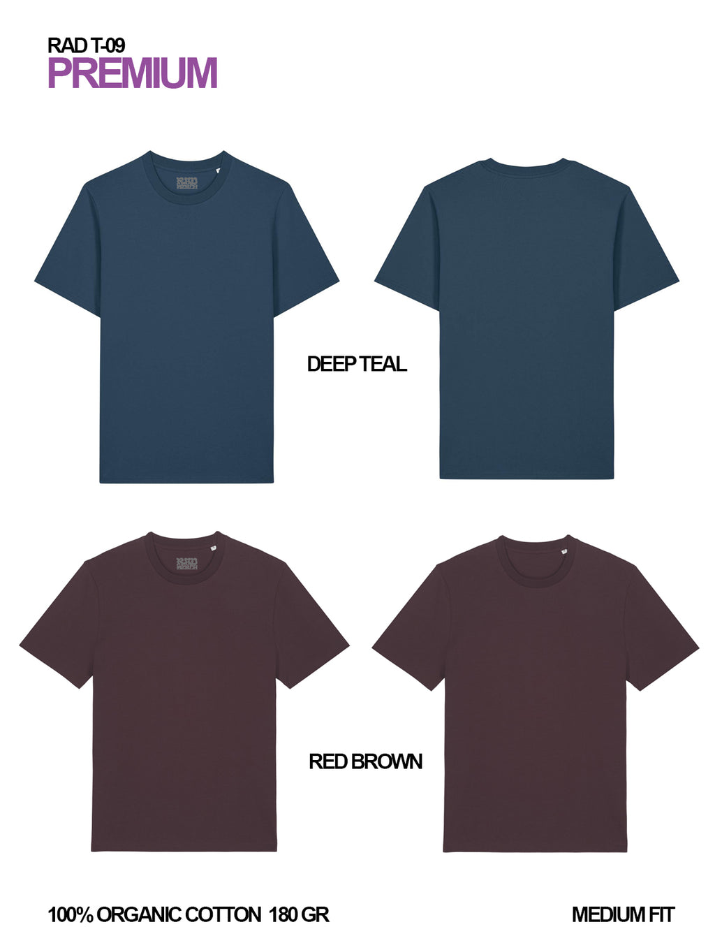 RAD T-09 / Premium Regular T-shirt 180 gr Organic Cotton / Unisex 🎨