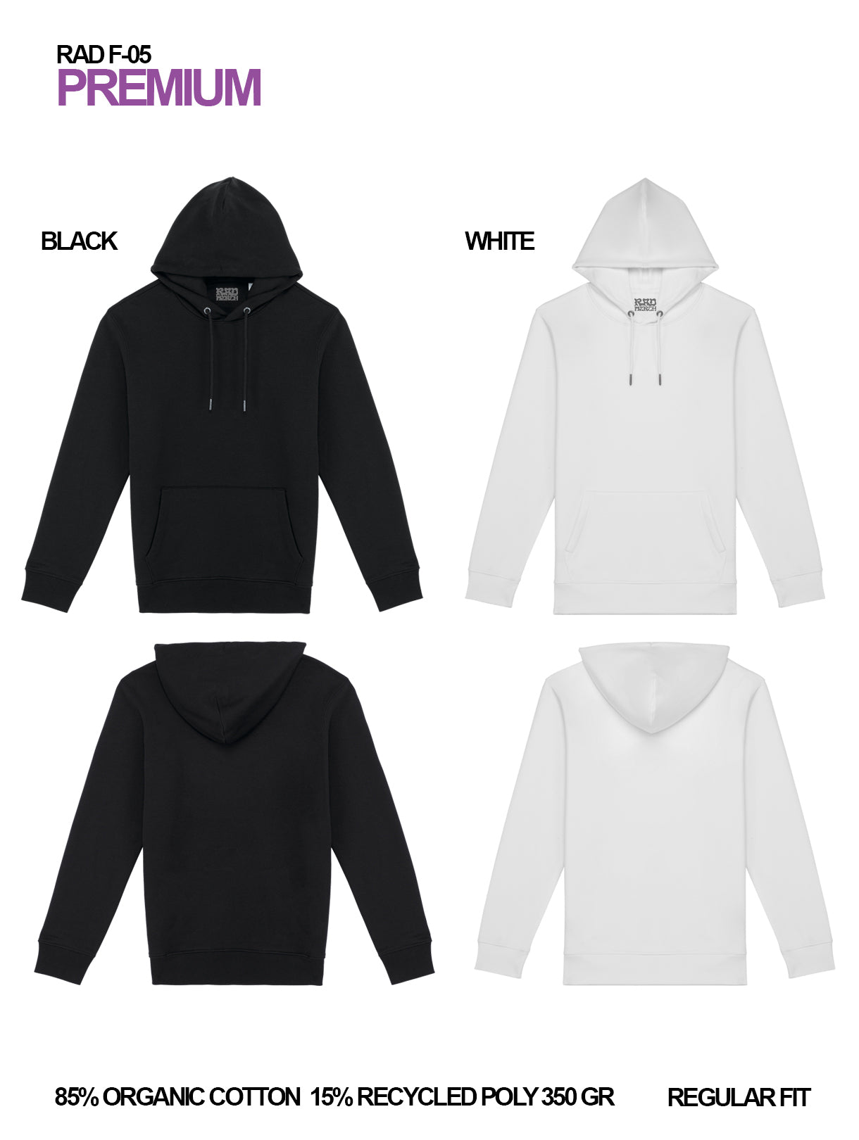 RAD F-05 / Felpa Premium 350 gr Organic Cotton / Unisex 🎨