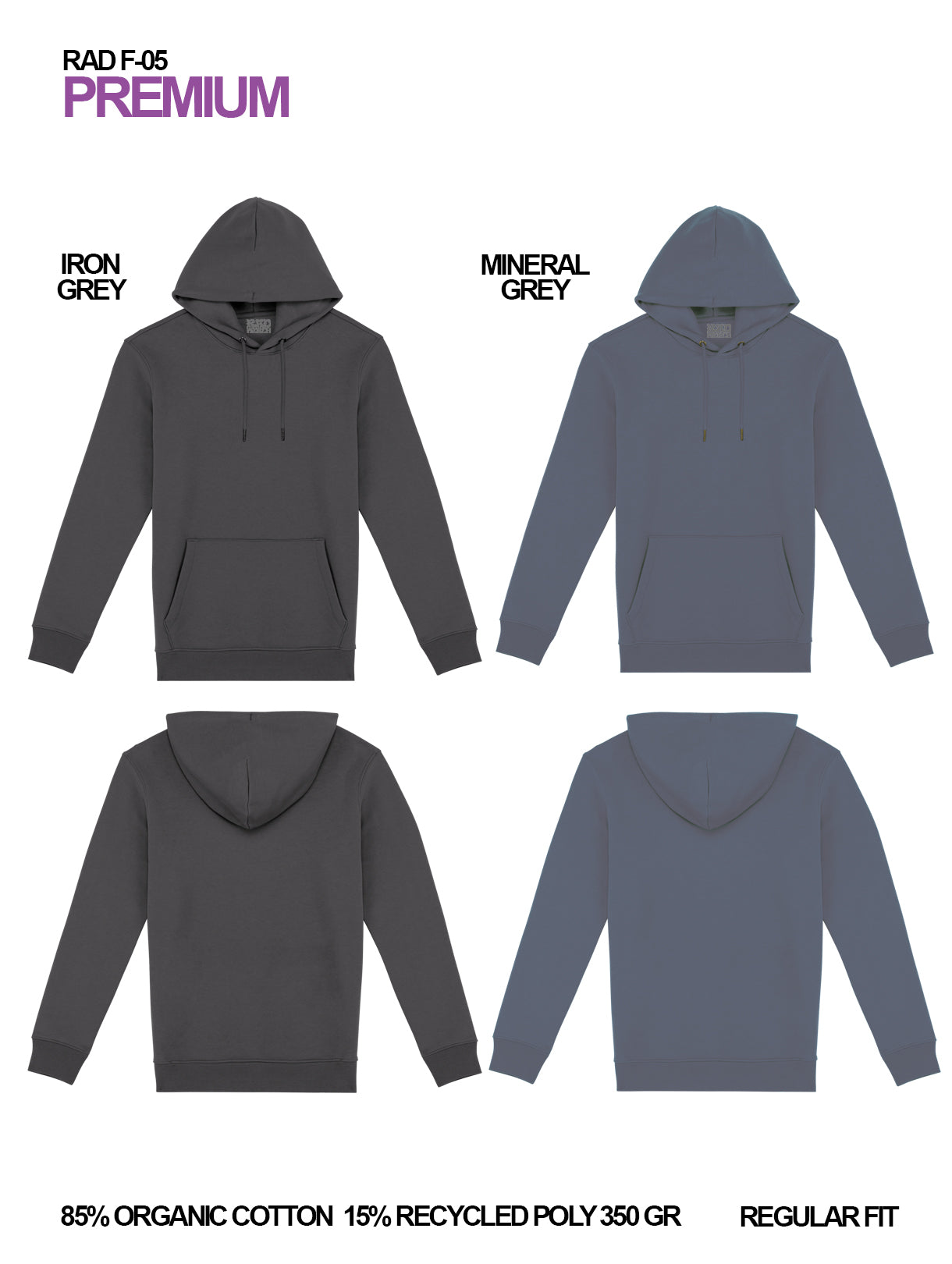 RAD F-05 / Felpa Premium 350 gr Organic Cotton / Unisex 🎨