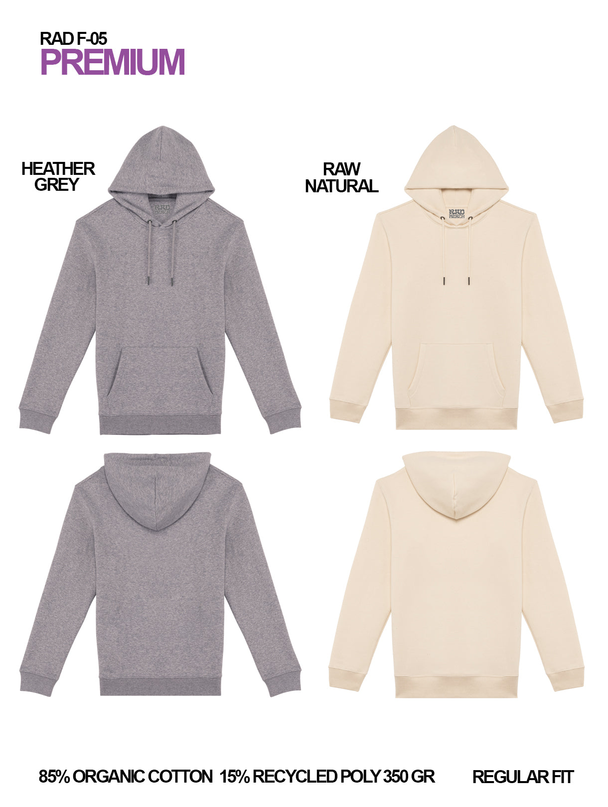 RAD F-05 / Felpa Premium 350 gr Organic Cotton / Unisex 🎨