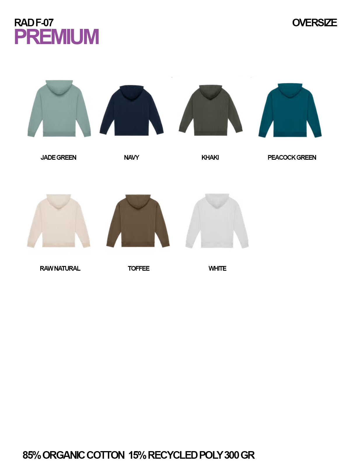 RAD F-07 / Felpa Oversize Premium 300 gr Organic Cotton / Unisex 🎨